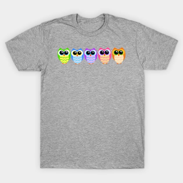 Colorful Owls T-Shirt by AlondraHanley